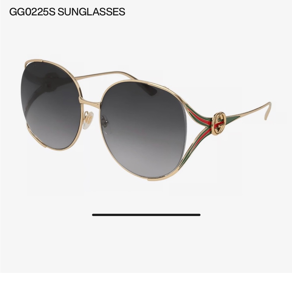 Gucci GG0225S-001-63 Rectangular Sunglasses, Gold